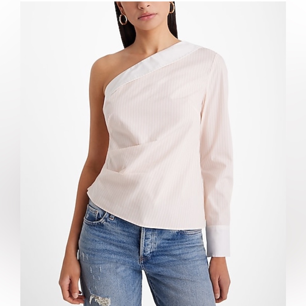 One-Shoulder Striped Blouse